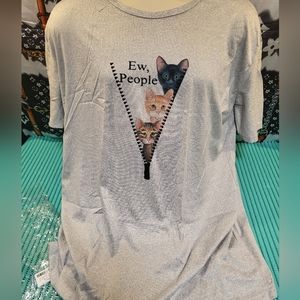 Gray Cat Graphic Tee 4 XL 100% Polyester Ew People Short Sleeve